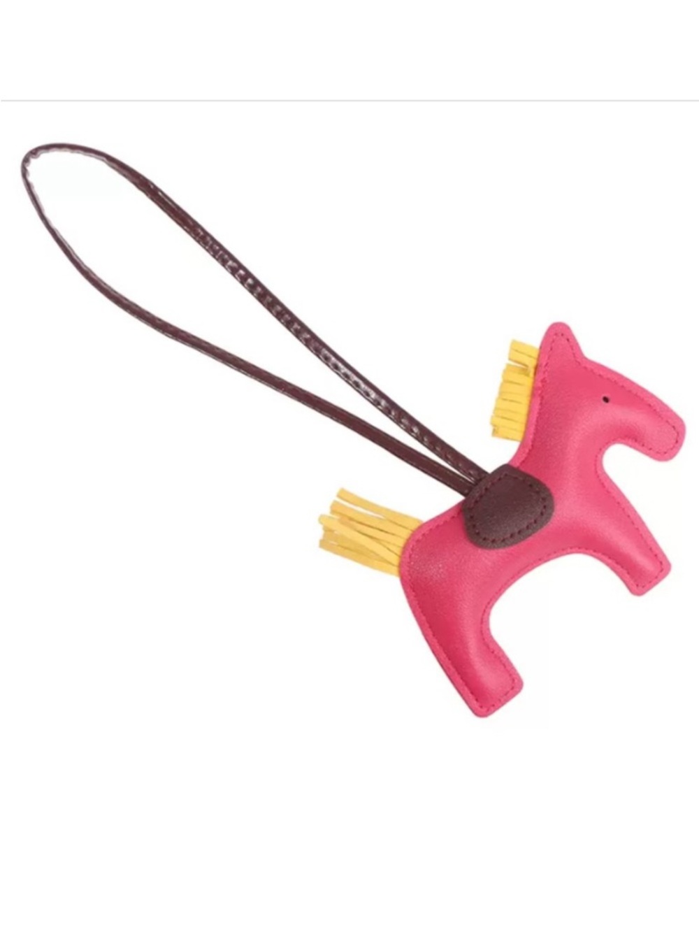 🆕 Equestrian Lucky Horse-Pony Purse Tag or Keychain - Dark Pink & Yellow🐴